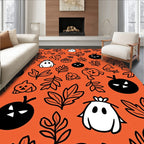Spooky Orange Halloween Ghost Pumpkin Collection Rug