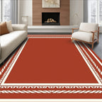 Terracotta White Geometric Border Rug
