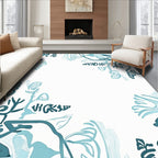 Aqua Teal Art Nouveau Floral Rug