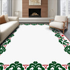 Vibrant Red Green Floral Garland Rug