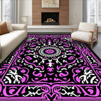 Ornate Violet Floral Central Medallion Rug