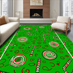 Festive Green Candy Cane Swirl Rug