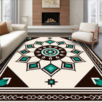 Jewel Tone Teal Geometric Sunburst Rug