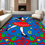 Vibrant Dancer Red Green Border Rug