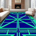 Electric Blue Geometric Starburst Rug
