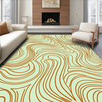 Terracotta Swirls on Pale Green Background Rug