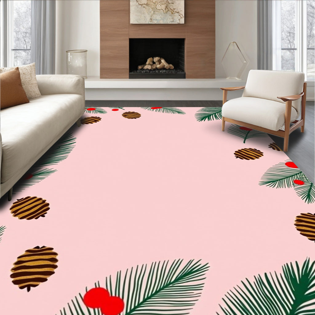 Pink Pinecone Branch Garden Rug