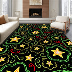 Whimsical Starbursts In Black Field Rug