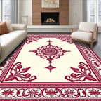Ornate Crimson Central Bloom Symmetrical Rug