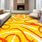 Vibrant Orange Swirl Abstract Flow Rug