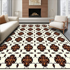 Black Orange Floral Symmetry Rug