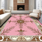 Pink Floral Sunburst Medallion Border Rug