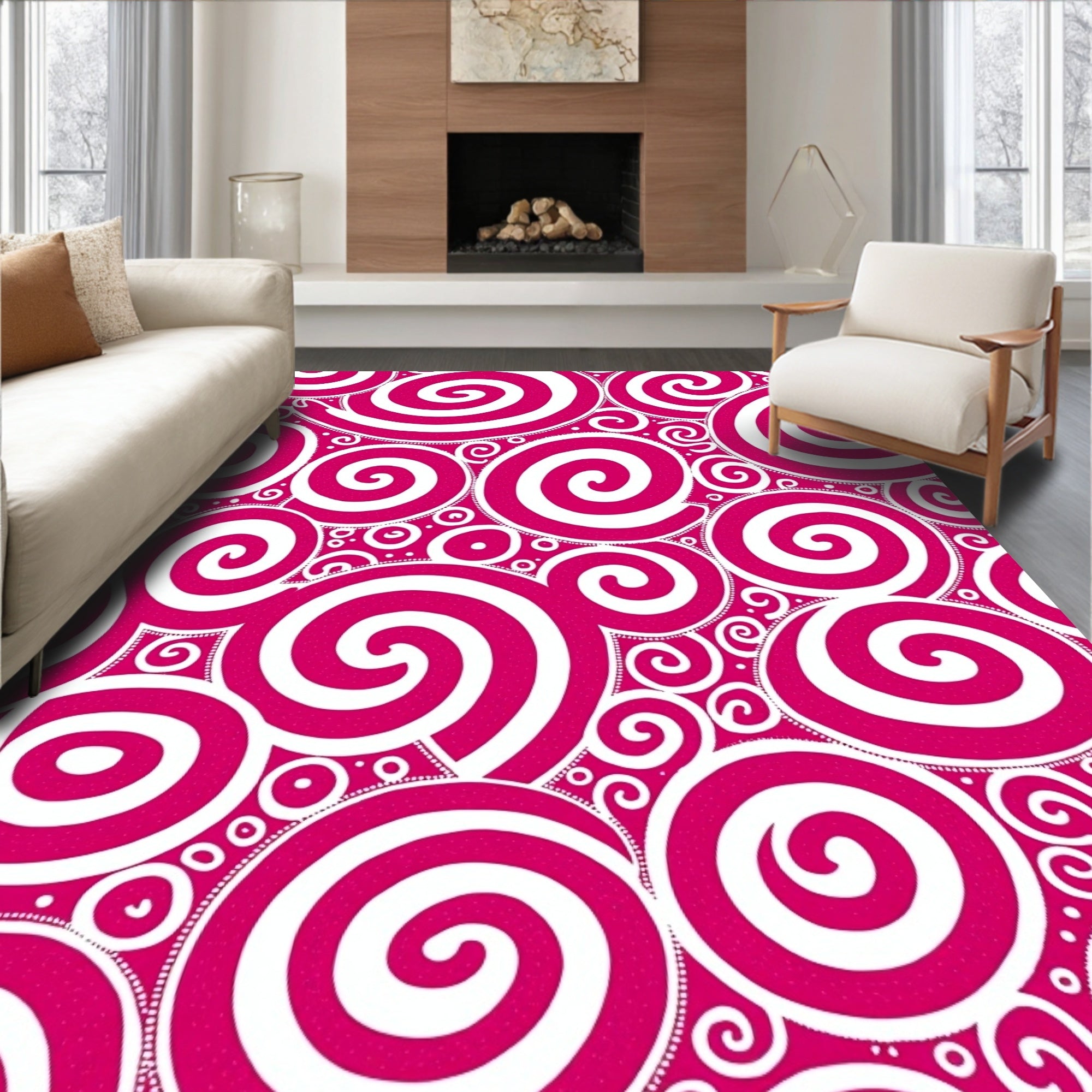 Vibrant Pink Swirl Medley Rug