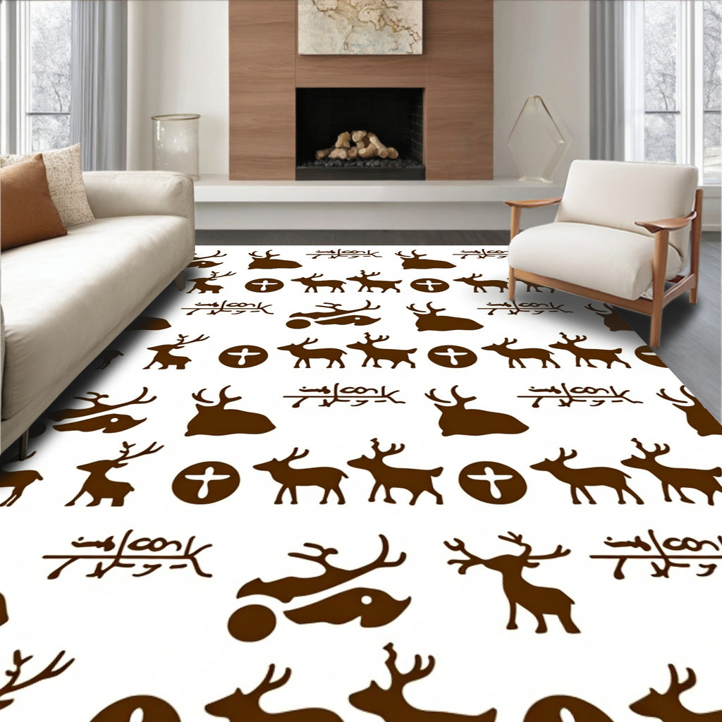Brown Deer Forest Meadow Rune Rug