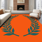 Orange Teal Laurel Wreath Accent Rug