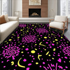 Vibrant Pink Yellow Celestial Burst Rug