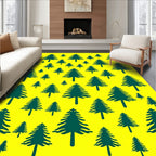 Forest Green Pine Trees Yellow Background Rug