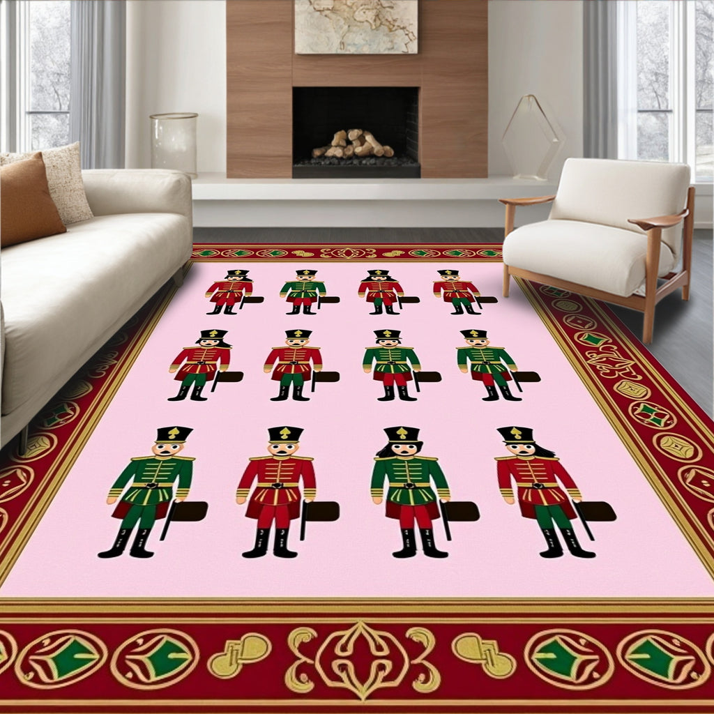 Crimson Green Soldier Collection Frame Rug