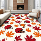 Red Helmets Orange Trophies Autumn Leaves Rug