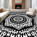 Monochromatic Intricate Geometric Mandalas Rug