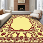 Rich Crimson Floral Frame Rug