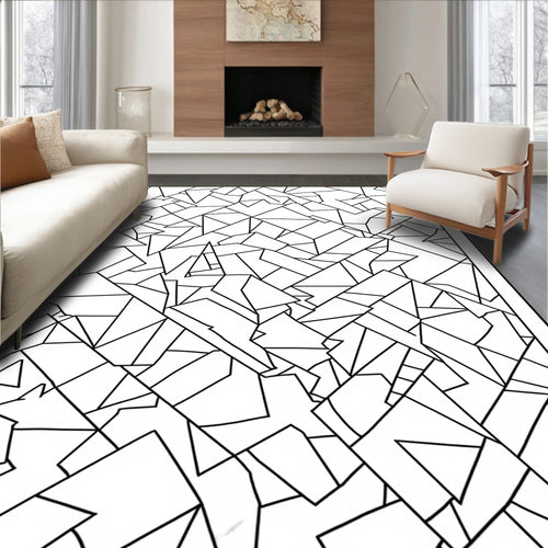 Black and White Geometric Fragment Rug