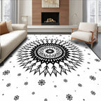 Black White Snowflake Mandala Rug
