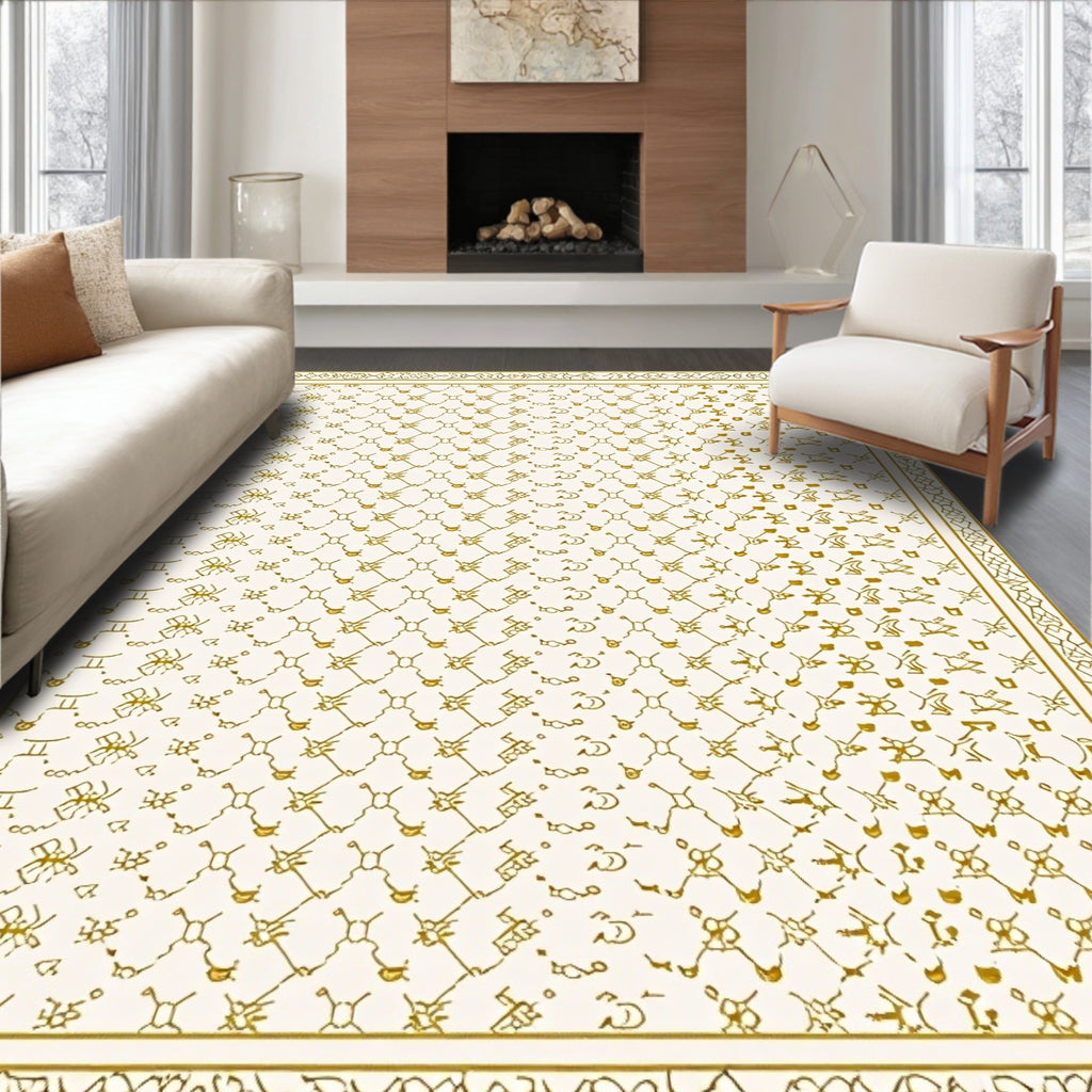 Golden Celestial Constellation Geometric Rug