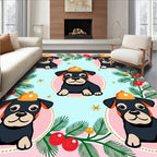 Cute Puppy With Orange Hat Garland Rug