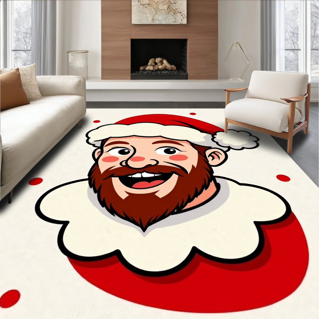 Charming Santa Claus Festive Red Dot Rug