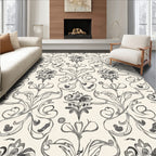 Art Nouveau Gray Floral Swirl Rug