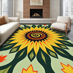 Vibrant Yellow Sunflower Mandala Rug