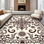 Ornate Cream and Brown Medallion Rug