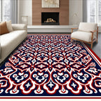 Deep Blue Crimson Arabesque Rug