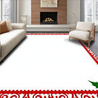 Crimson Swirl Holly Bow Border Rug