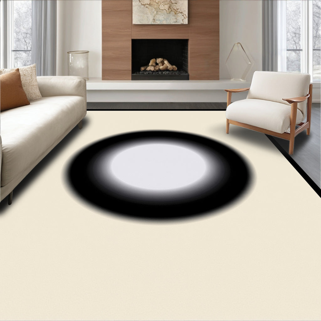 Minimalist Black White Gradient Circle Rug