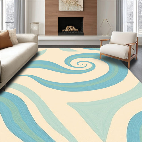 Aqua Wave Scroll Rug