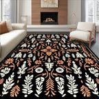 Coral And Cream Folk Floral Rug