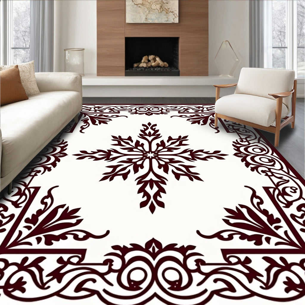 Deep Burgundy Scrollwork Star Medallion Rug