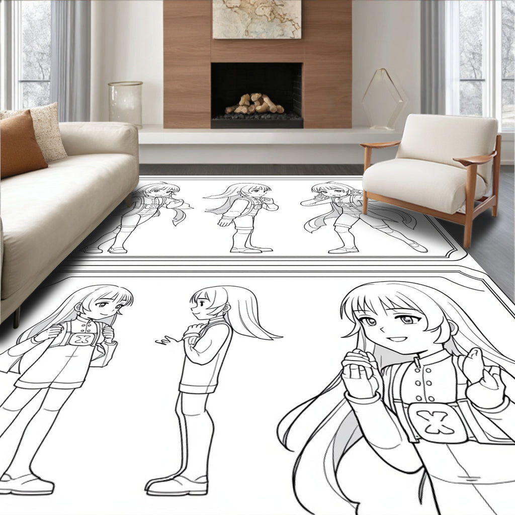 Anime Girl Character Pose Reference Art Rug
