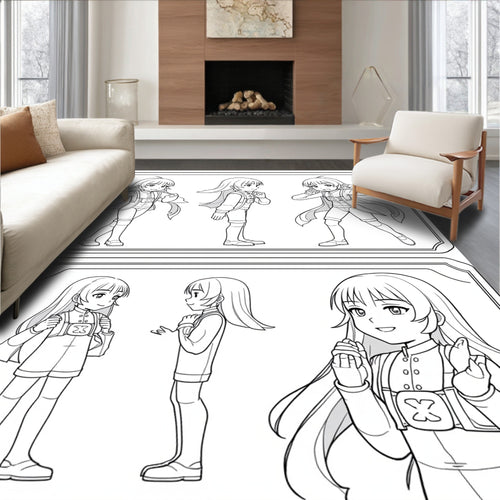 Anime Girl Character Pose Reference Art Rug