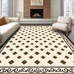 Classic Cream Brown Diamond Lattice Rug