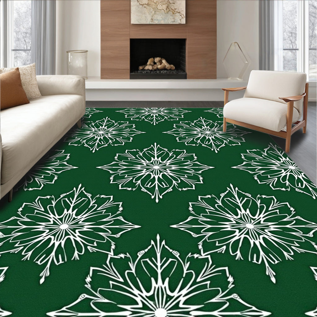 Emerald Snowflakes All Over Rug