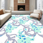 Aqua Gray Amorphous Swirl Rug