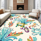 Eclectic Teal Orange Organic Abstract Rug