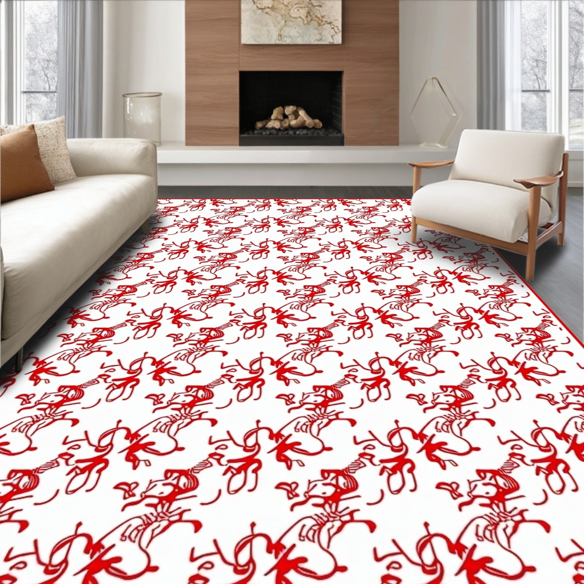 Bold Reds Scripted Animal Harmony Rug
