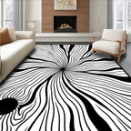 Bold White Black Radial Flow Rug