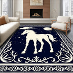 Midnight White Horse Constellation Border Rug