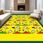 Whimsical Yellow Cartoon Character Repeating Print Rug