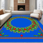 Azure Blue Wreath Berry Garland Rug